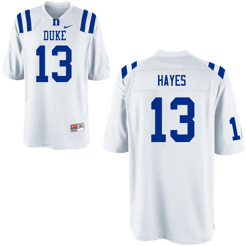 Men #13 Jordan Hayes Duke Blue Devils College Football Jerseys Sale-White